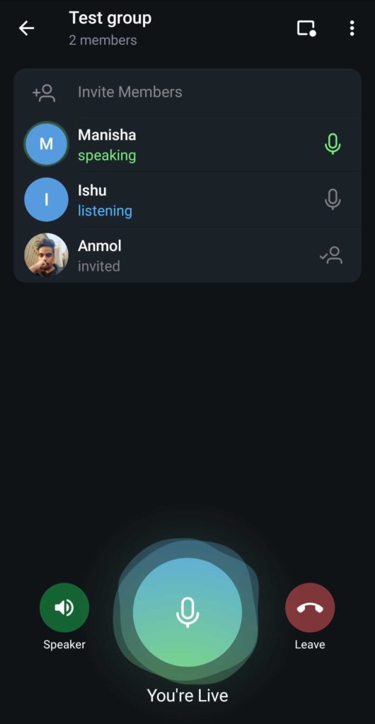Telegram group voice call on Android 1