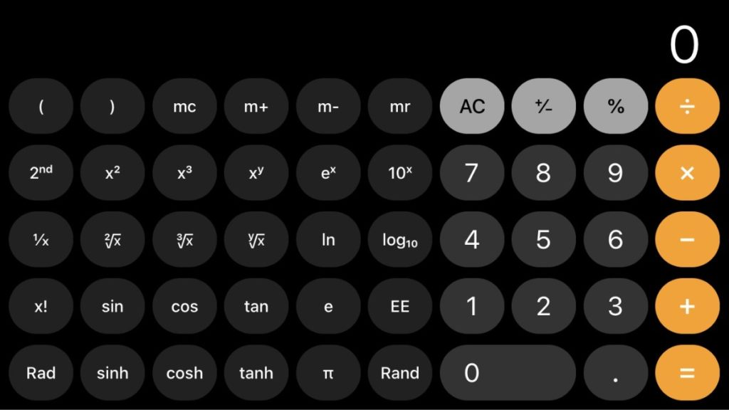 iOS Calculator Scientific Mode