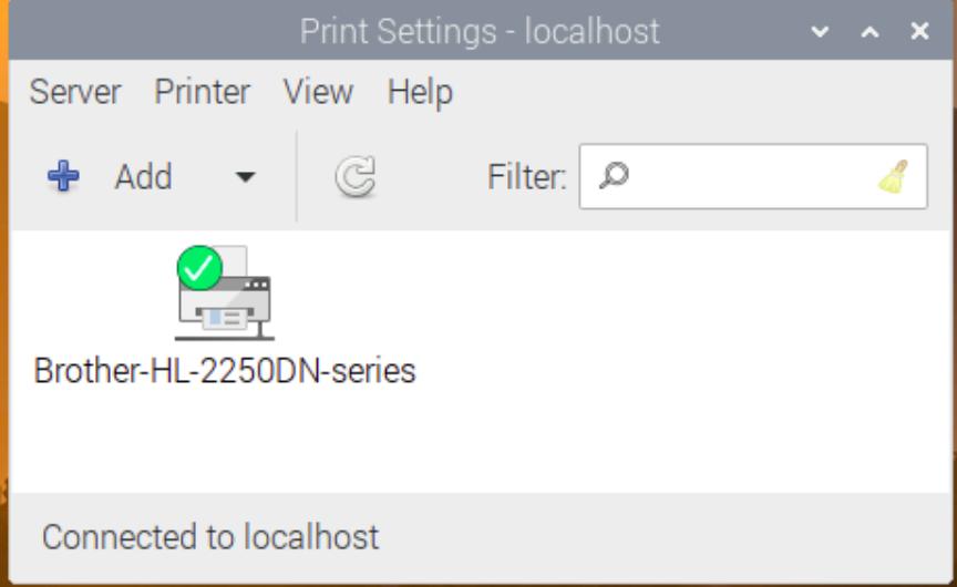 Printers option in Raspberry Pi OS