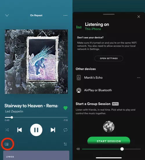 Quick switch devices on Spotify