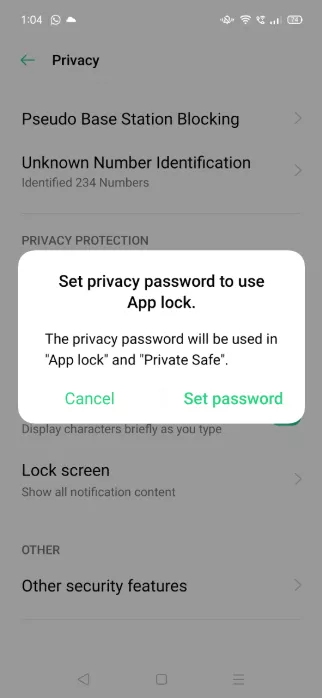 Oppo privacy lock set