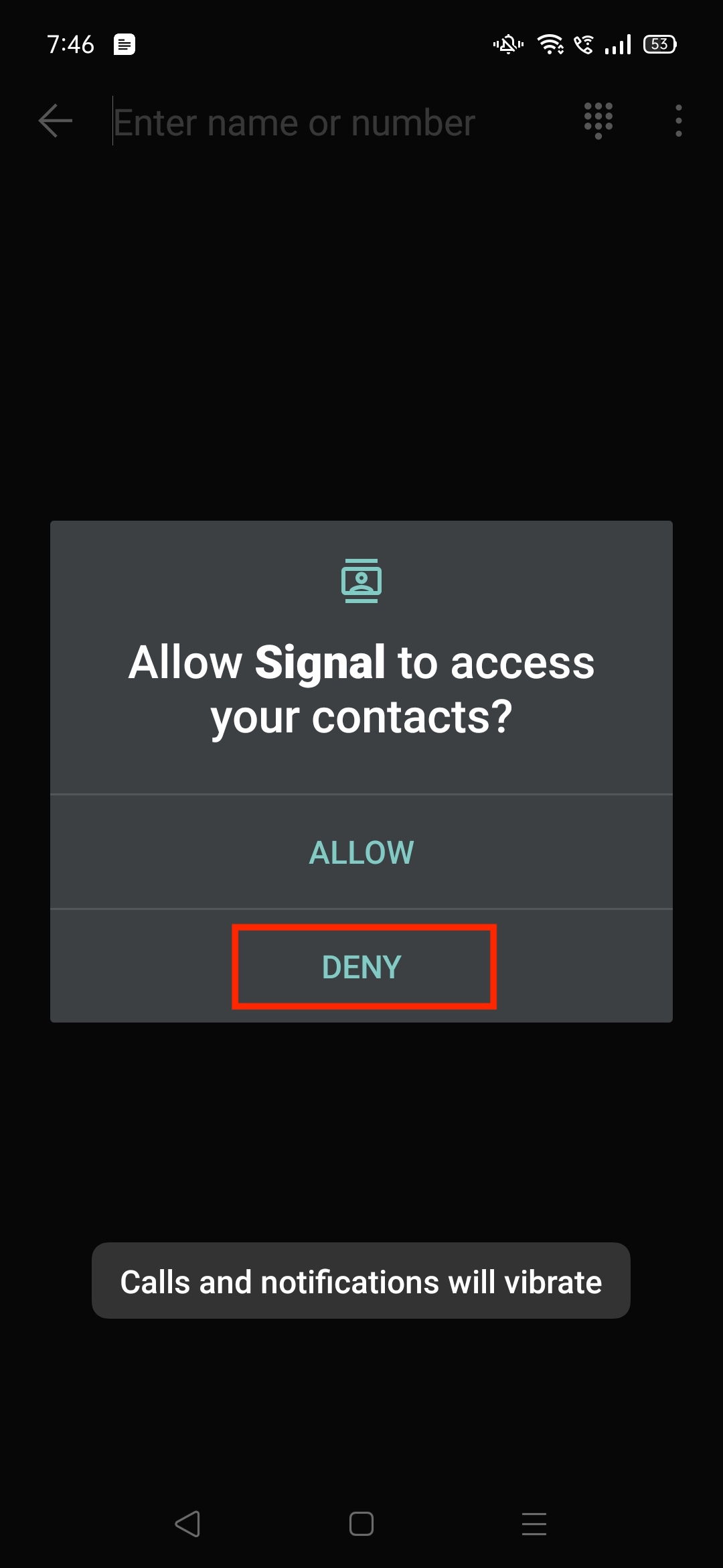 Signal deny contacts android