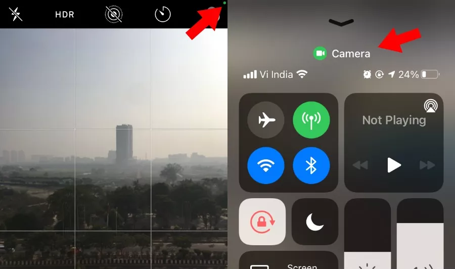 iOS Camera Green Dot