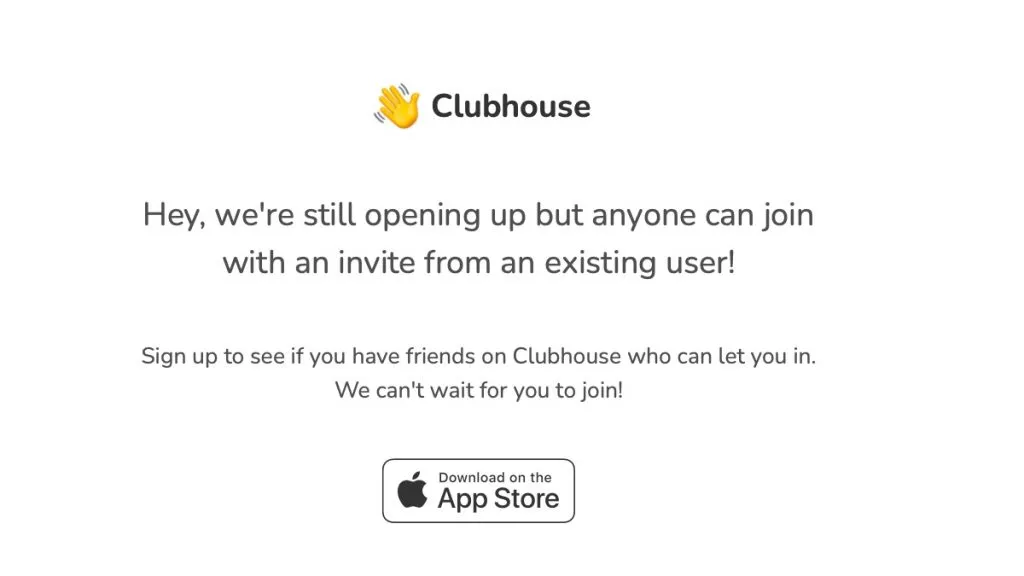 A screenshot from Clubhouse website- What is Clubhouse App