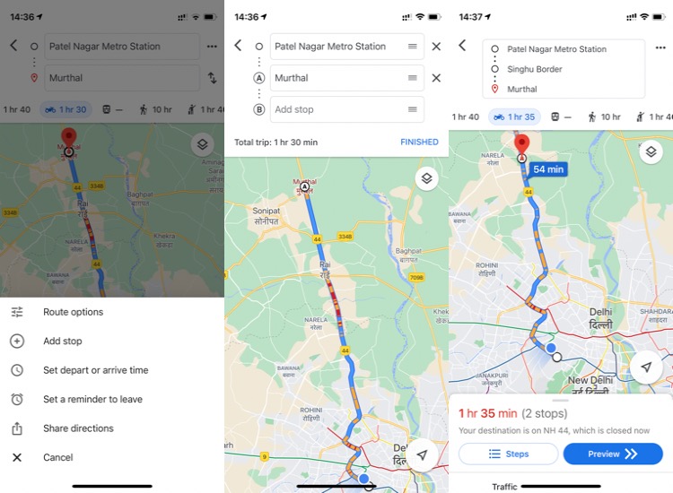 Add multiple stops on Google Maps- Best road trip planner apps