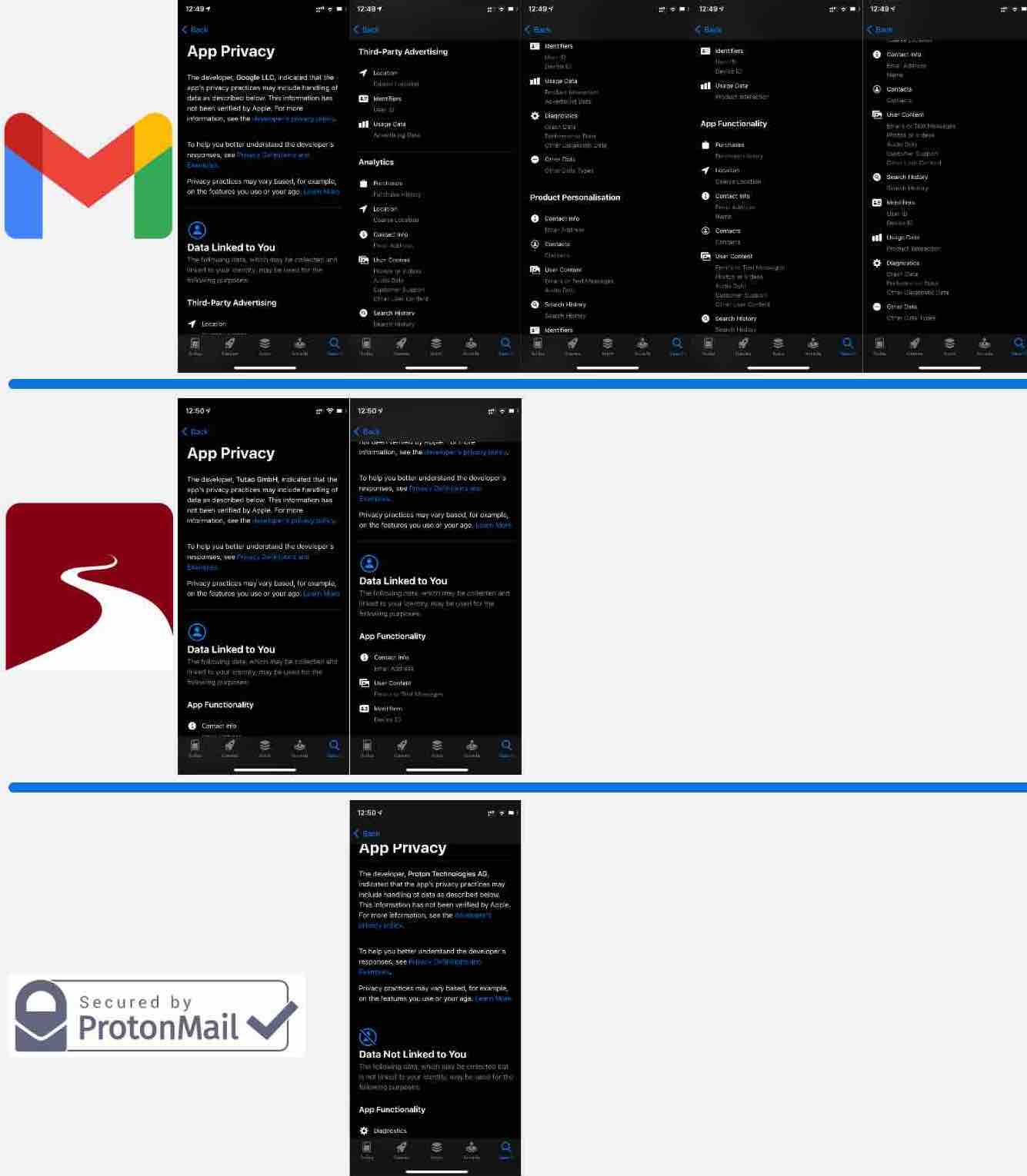 Gmail privacy labels app store image