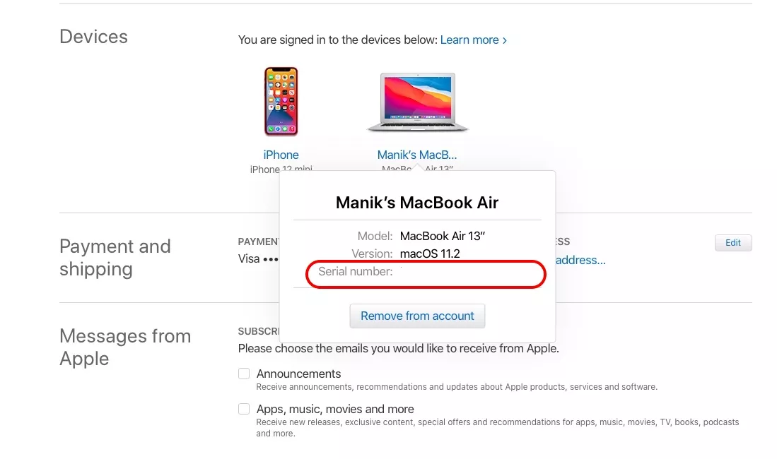 look up macbook serial number