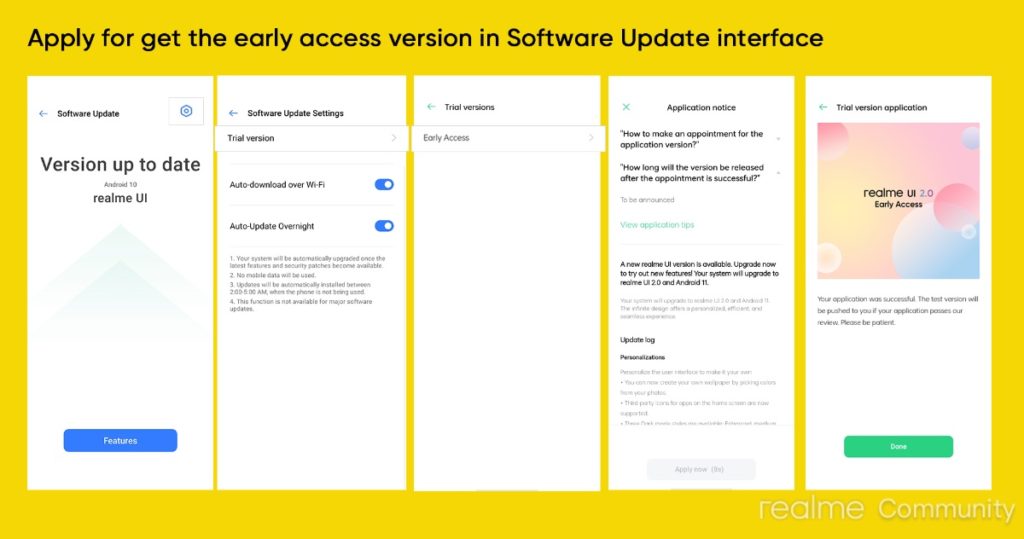 Обновление раннего доступа Realme UI 2.0