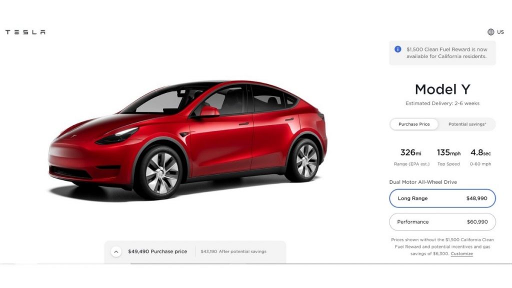 Tesla Model Y Price cut