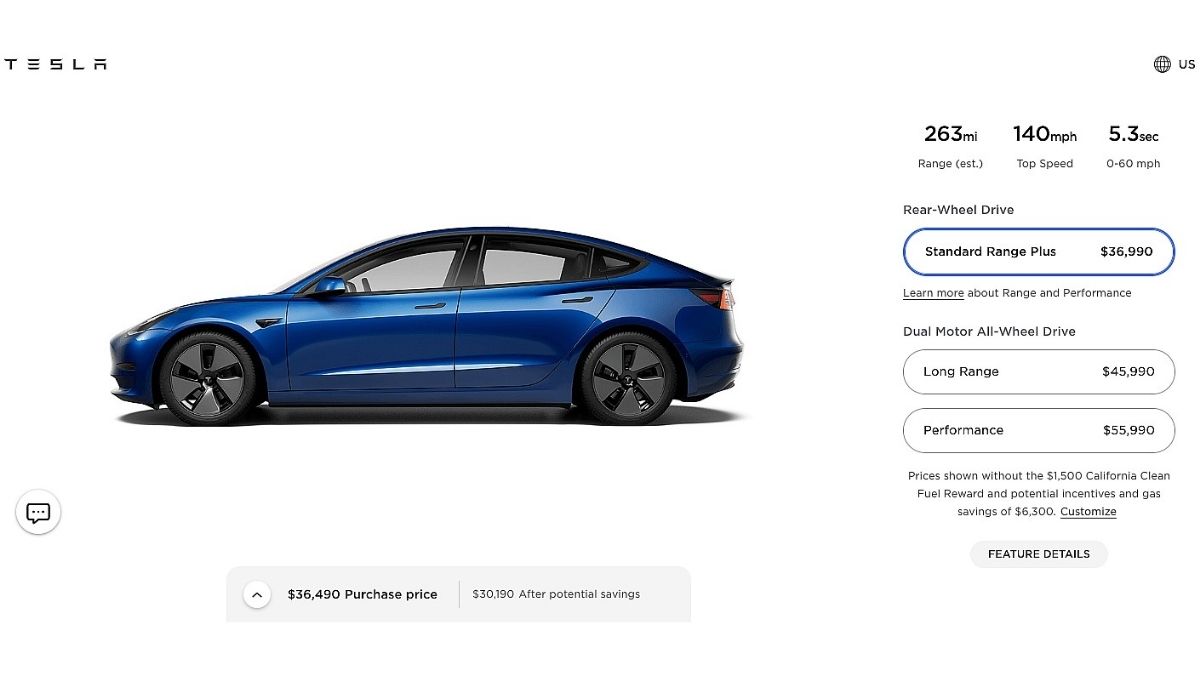 Model 3 price deals drop