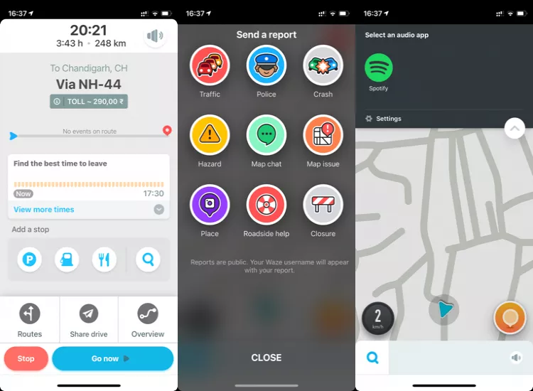 Waze app for road trip planner