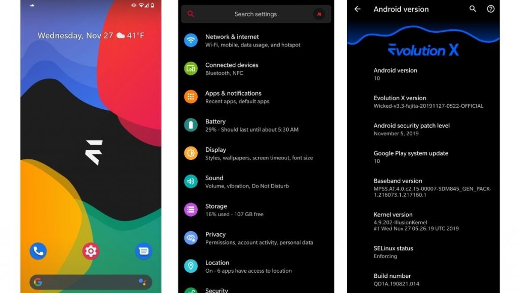 evolutionx screenshots - best android custom ROMs for 2021