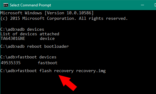 twrp recovery fastboot flash recovery recovery. image