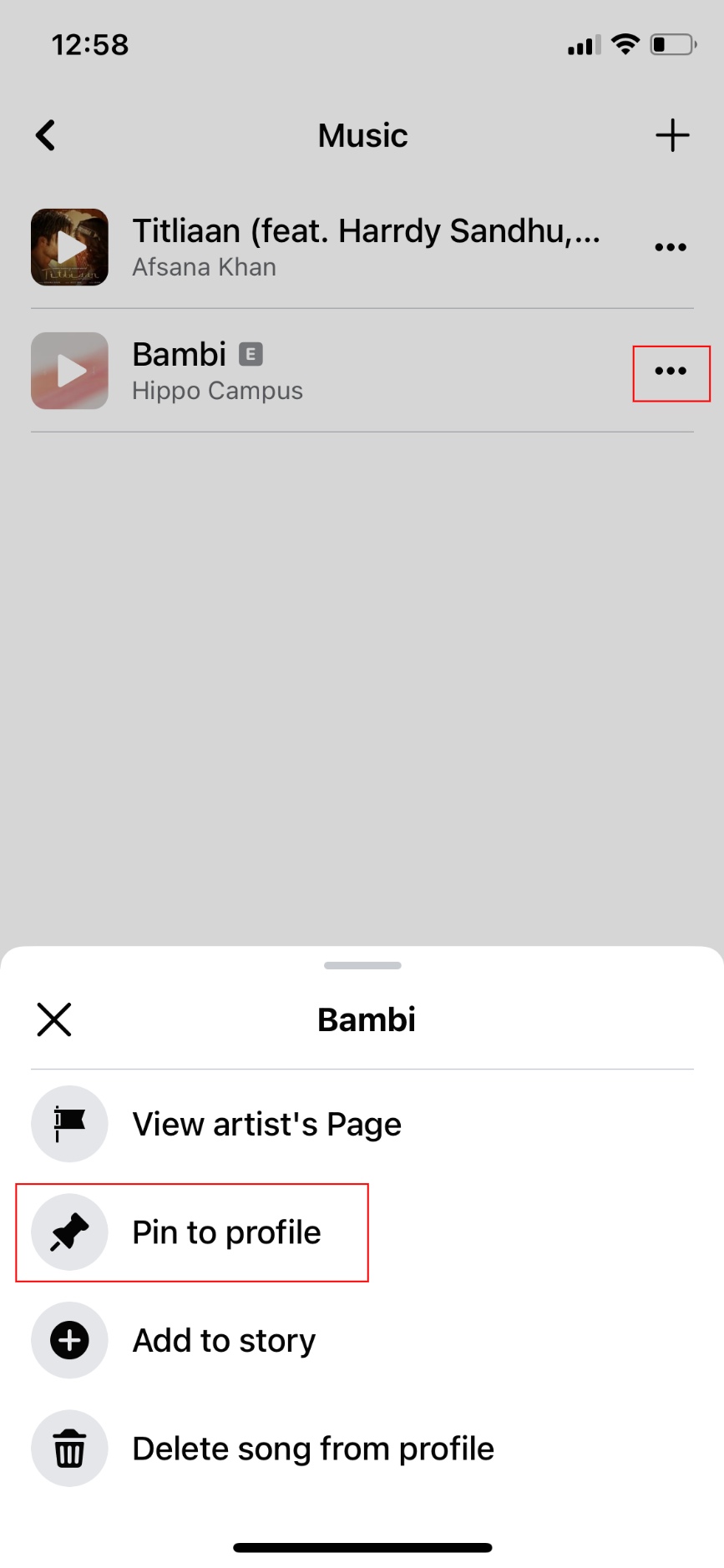 how to pin songs facebook profile