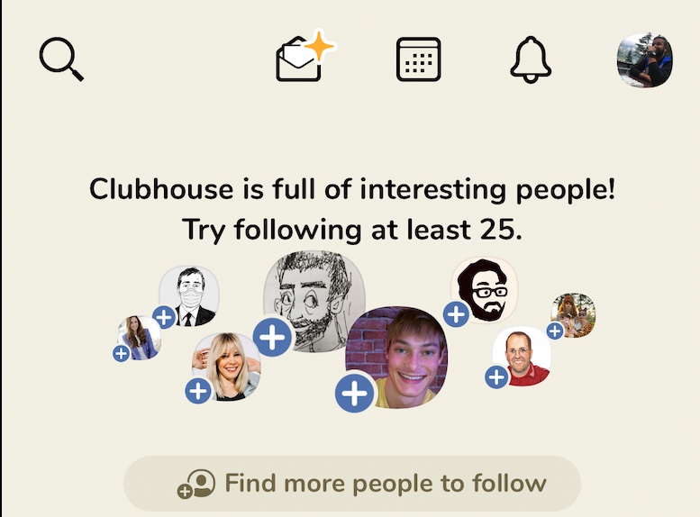 1. Clubhouse home screen