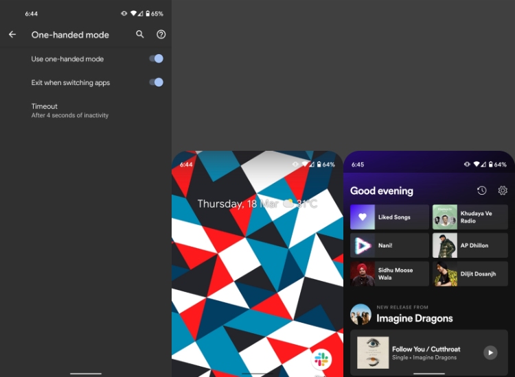 Android 12 One handed mode