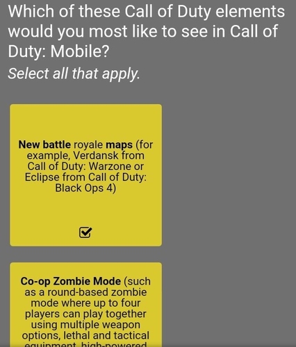 Call of Duty Mobile Survey- Maps & Zombies