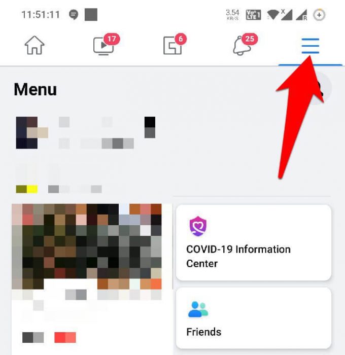 Click on the hamburger icon