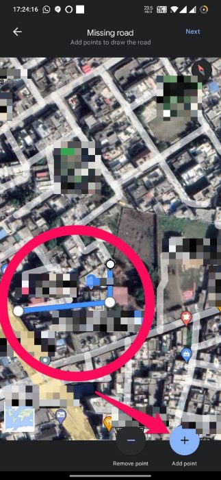 Draw missing road in Google Map