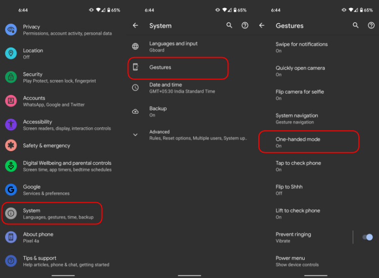 How to enable Android 12 One handed mode