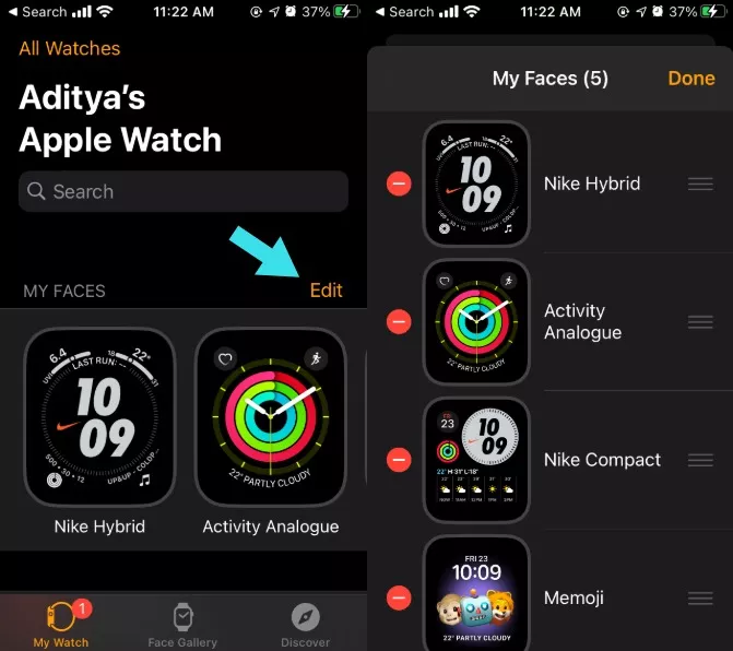 Reorder Watch Faces Apple