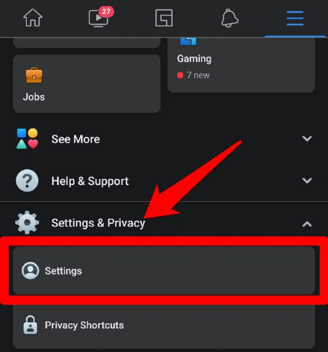 Select settings in privacy and settings