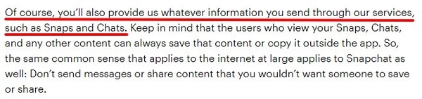 Snapchat privacy policy data collection