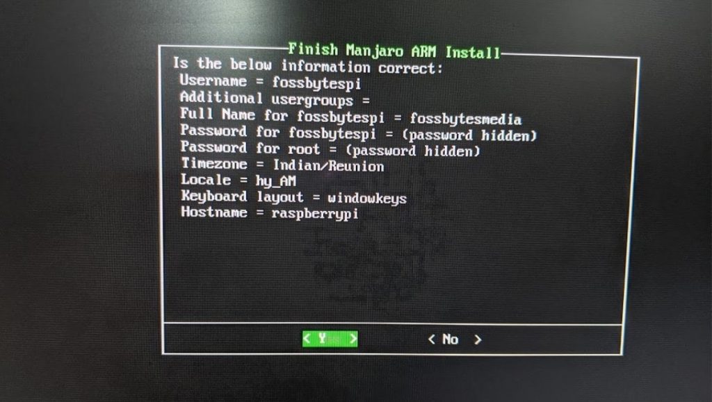 confirm if below information is correct- how to install manjaro arm on raspberry pi 4