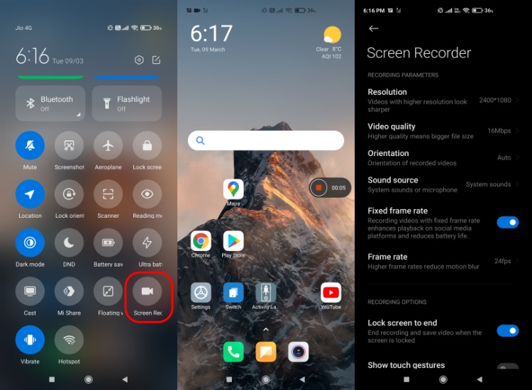 how to screen record Xiaomi?