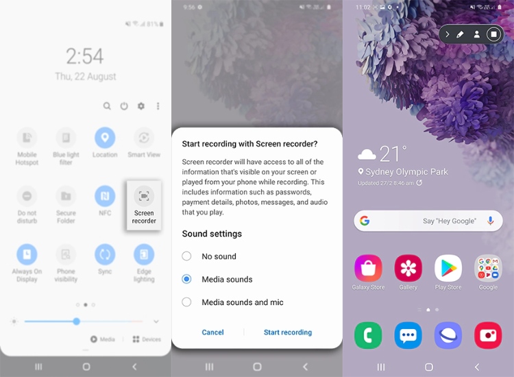 how to screen record on Samsung?