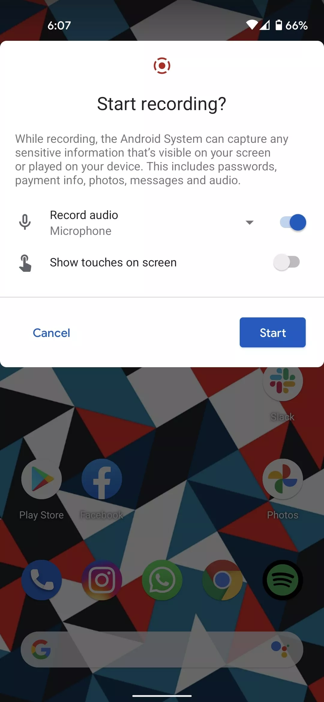 screen record android 11 settings