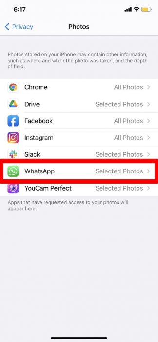 whatsapp photo settings