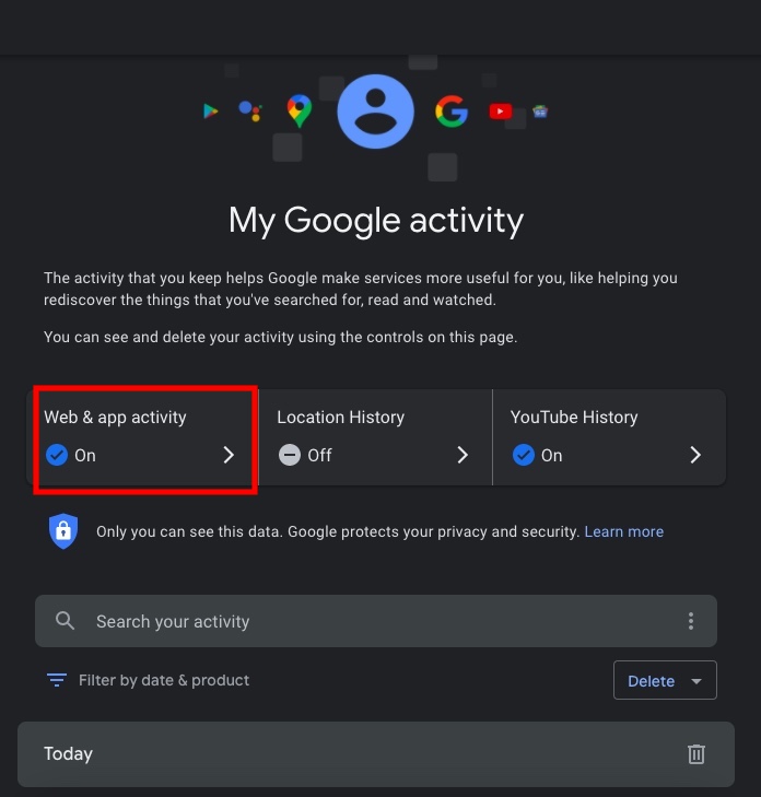 Google web and app activity how to go