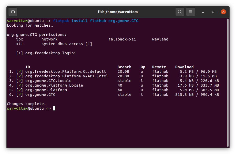 Install Getting Things GNOME (GTG) using Flatpak