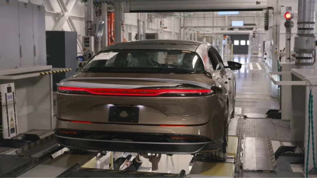 Lucid air manufacturing process at AMP-1 factory