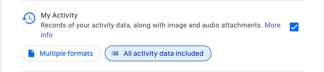 My activity Google takeout