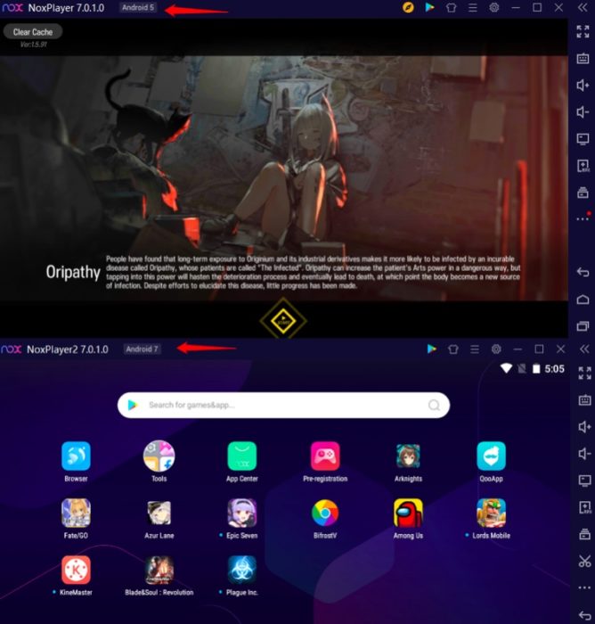 NoxPlayer Android emulator multiple Android version support