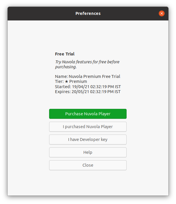 Nuvola Player Free Trial