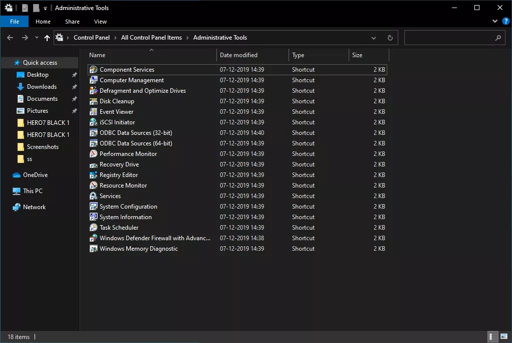 Windows Administrative Tools Folder