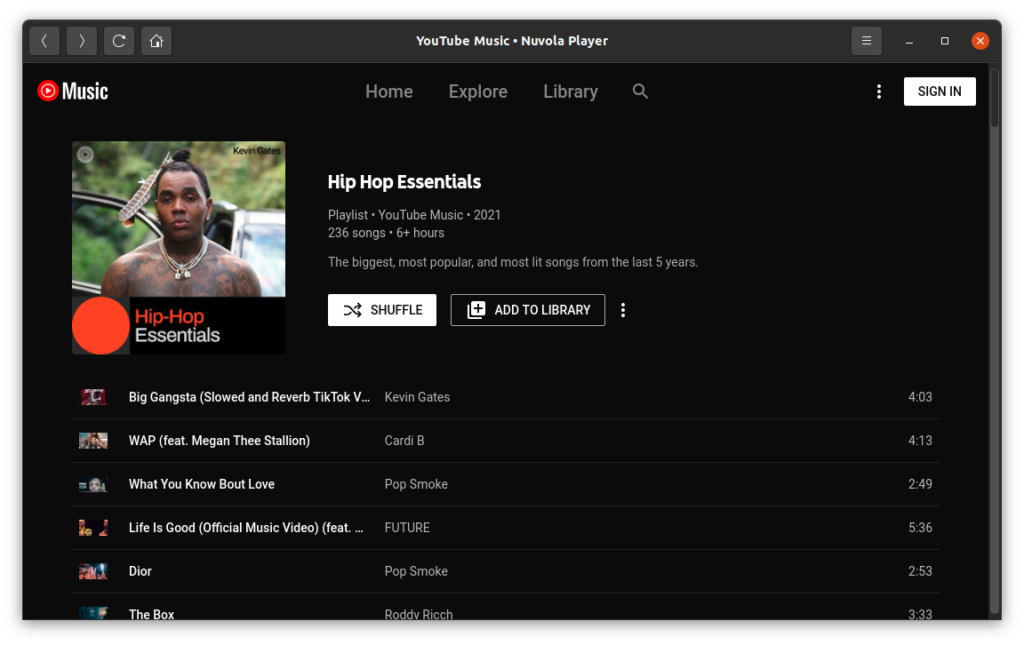 YouTube Music Nuvola Player