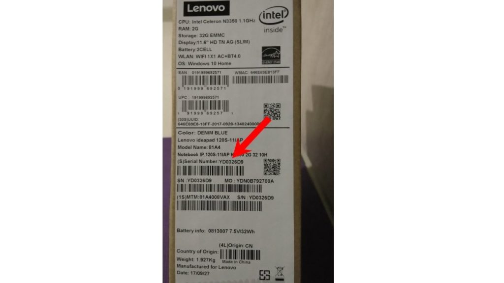 laptop serial number