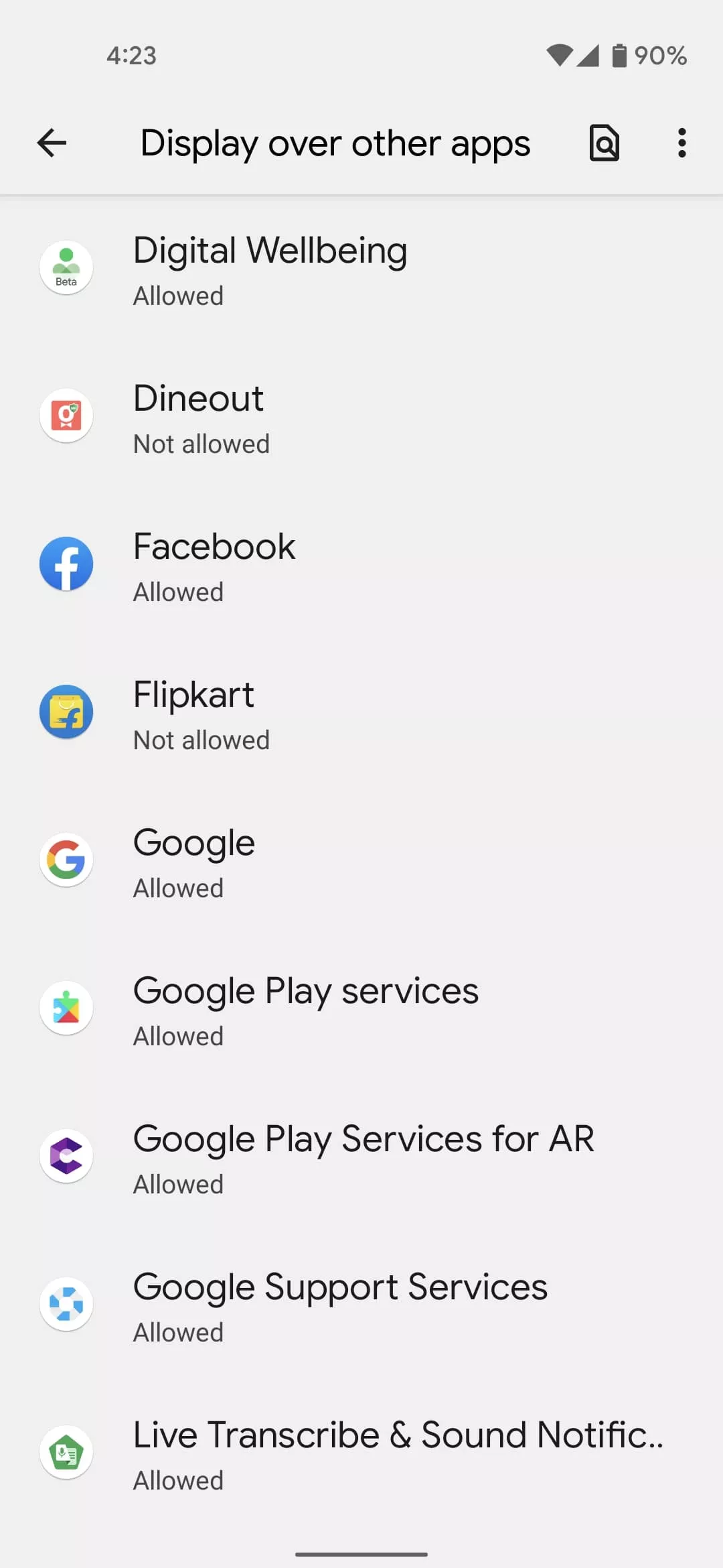 list of apps draw over other apps