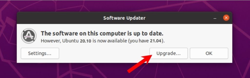 software updater ubuntu 21.04