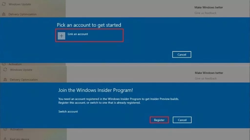 windows insider program final registration steps 