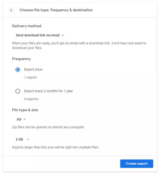 5 Google Takeout Export Settings