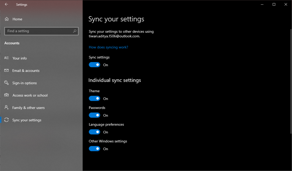 window 7 onedrive sync settings