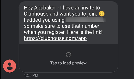 Clubhouse invite