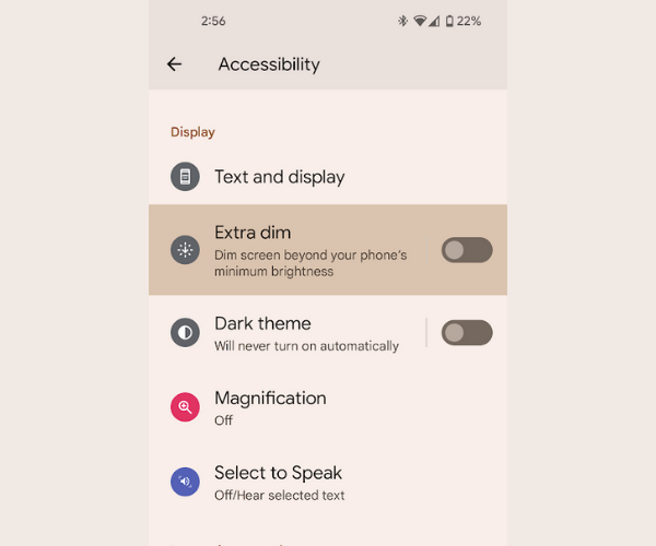 Display extra dim android 12 feature