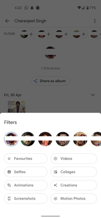 Google Photos use filters