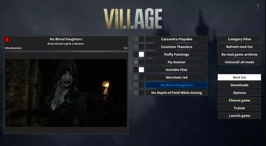 Resident Evil Village mod manager